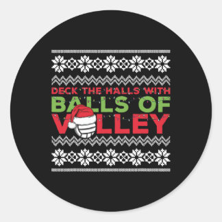 Sticker Rond Équipe de volleyball laide doux lumières de Noël S