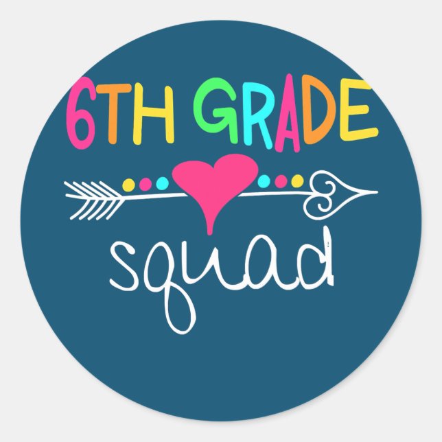 Sticker Rond Équipe d'élèves de 6e année Sixième enseignant Ret (Devant)