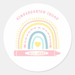 Sticker Rond Équipe D'Enfants Enseignant De Retour À L'École