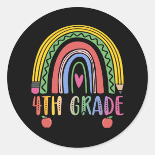Sticker Rond Équipe d'enseignants de 4e année de l'arc-en-ciel