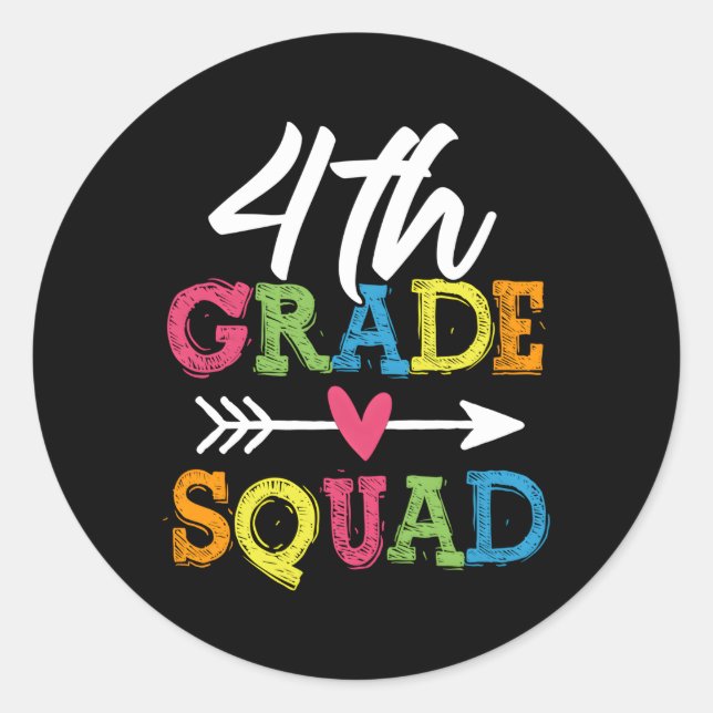 Sticker Rond Équipe D'Étudiants De 4E Année Quatrième Équipe D' (Devant)