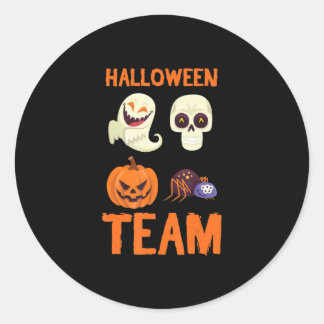 Sticker Rond Équipe d'Halloween Squelette Citrouille Ghost Spid