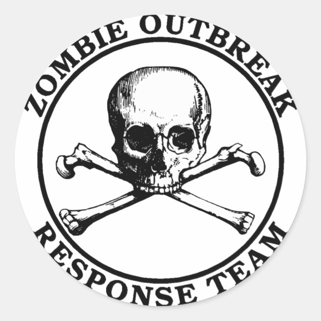 Sticker Rond Équipe d'intervention en cas d'éclosion de zombie  (Devant)