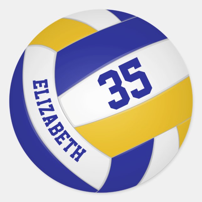 Sticker Rond équipe d'or bleu couleurs garçons filles volley (Devant)