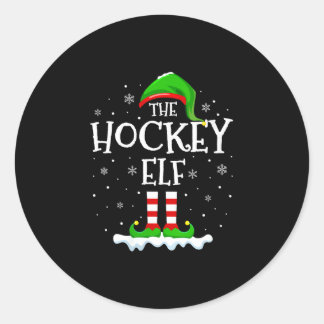 Sticker Rond Équipe elf de hockey féminine Noël famille groupe