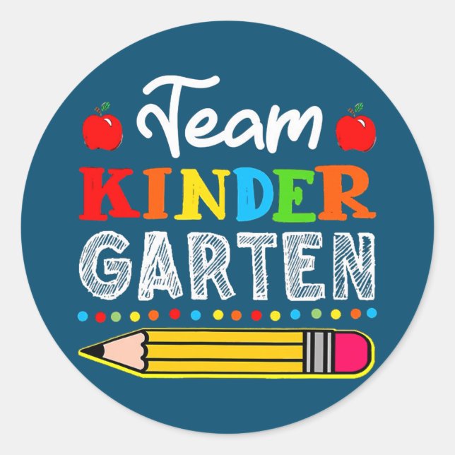 Sticker Rond Équipe Enseignant De Jardin D'Enfants Retour À L'É (Devant)