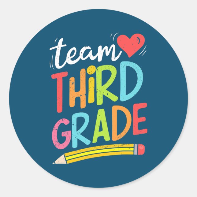 Sticker Rond Équipe Enseignant de troisième année de 3e année R (Devant)