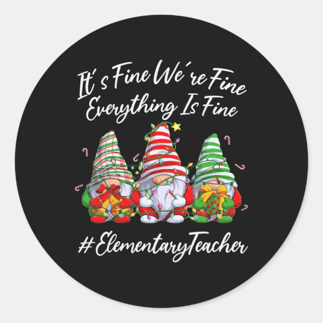 Sticker Rond Équipe Enseignante Élémentaire Tout Est Beau Noël (Devant)