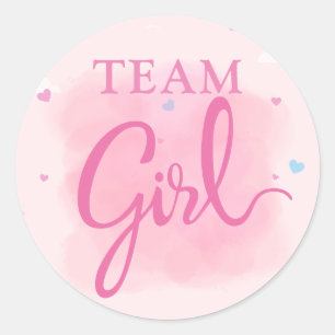 Sticker Rond Équipe fille aquarelle rose sexe révéler