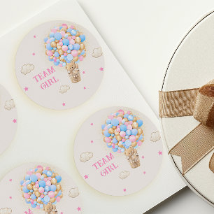 Sticker Rond Équipe Fille Révélation Du Sexe Ours En Peluche Ba