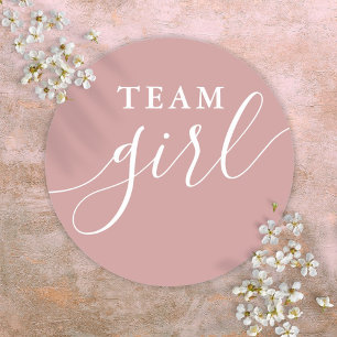 Sticker Rond Équipe Fille Rose Poussiéreux Rose Révélation du S