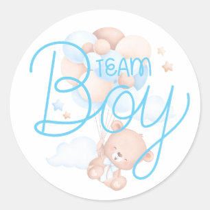 Sticker Rond Équipe Garçon Ours en Teddy Aquarelle Révélation d