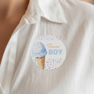Sticker Rond Équipe Garçon Révélation du Sexe de Bébé Glace