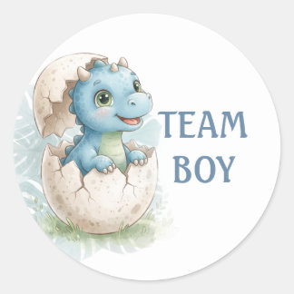Sticker Rond Équipe Garçon Révélation du Sexe de Dinosaure qui