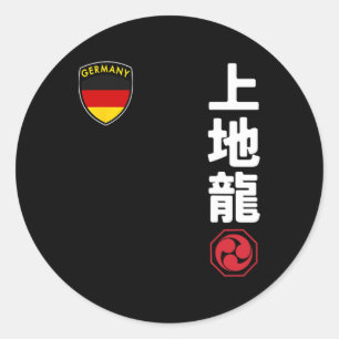 Sticker Rond Équipe Karate Uechi Ryu Allemand Drapeau Martial J