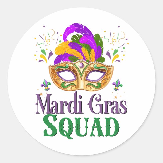 Sticker Rond Équipe Mardi Gras (Devant)