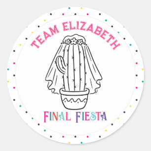 Sticker Rond Équipe Mariée Dernière Fête Cactus Enterrement de 