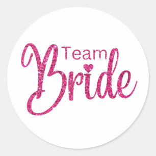 Sticker Rond Équipe Mariée Paillettes Roses