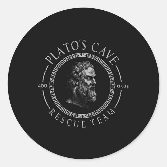 Sticker Rond Équipe Platos Cave Secourt Platon grec antique Phi (Devant)