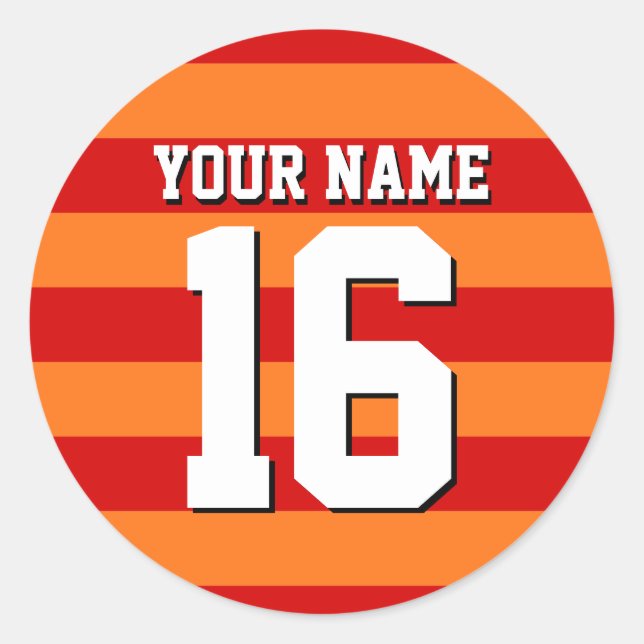 Sticker Rond Équipe rouge citrouille Orange Jersey Preppy Strip (Devant)