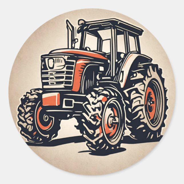 Sticker Rond Équipement agricole Red Tractor Anniversaire (Devant)