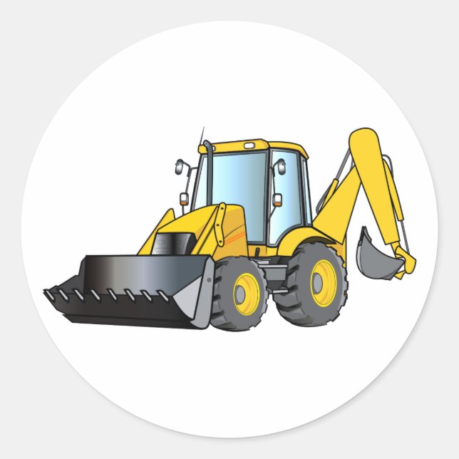 Sticker Rond Équipement lourd : Backhoe (Devant)