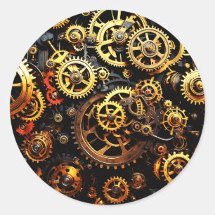 Sticker Rond Équipements de réchaud Steampunk 1004