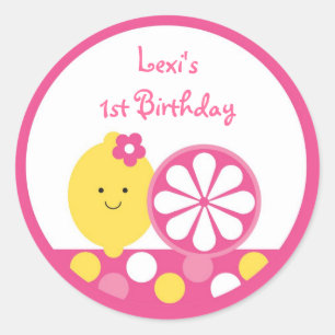 Sticker Rond Ęr anniversaire de limonade rose