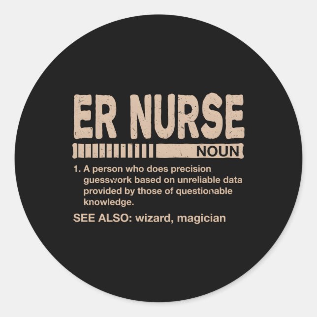 Sticker Rond Er Infirmière Définition Infirmière d'urgence Trau (Devant)