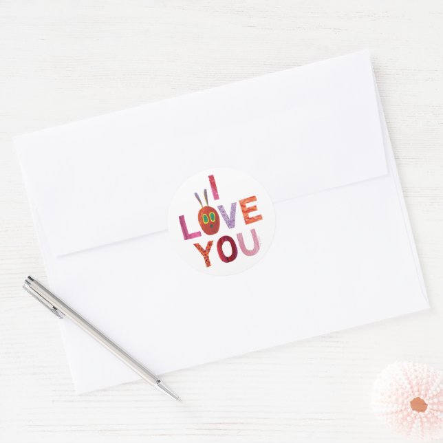 Sticker Rond Eric Carle | Caterpillar I Love You (Enveloppe)