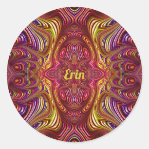 Sticker Rond ERIN ~ Conception fractale multicolore ~