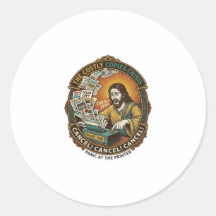 Sticker Rond Erreur d'imprimante Jésus 100 exemplaires couleur