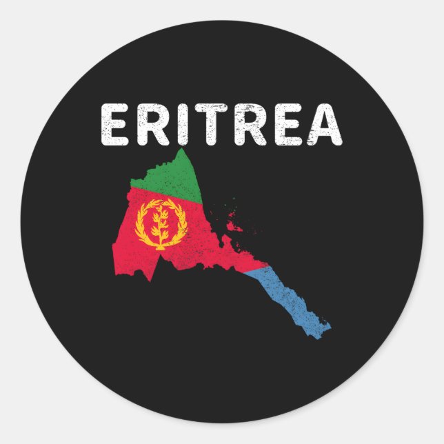 Sticker Rond Erythrée Carte Drapeau Afrique Gold Olive Branch (Devant)