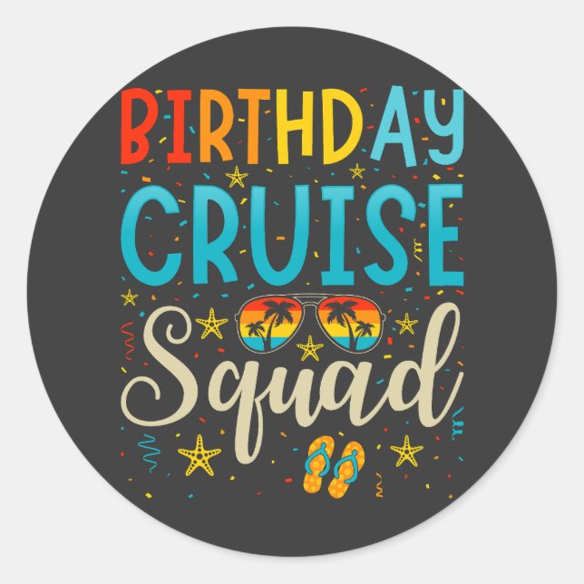 Sticker Rond Escadron de croisière d'anniversaire Vacances de c (Devant)