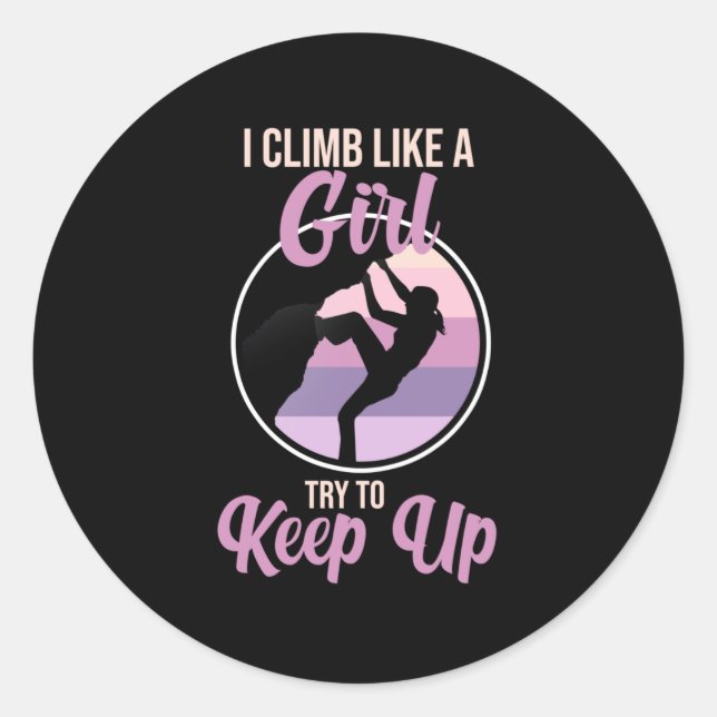 Sticker Rond Escalade Comme Fille Escalade Rocher Escalade Lov (Devant)