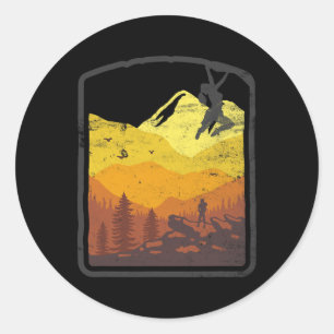 Sticker Rond Escalade en plein air Randonnée Vintage Retro Mont
