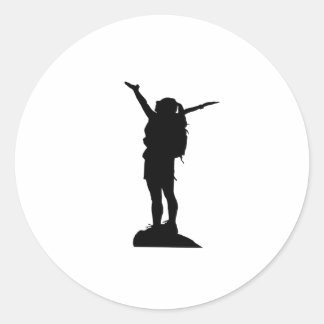 Sticker Rond Escalade montagne fille silhouette