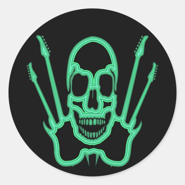 STICKER ROND ESCALIER VERT ET GUITARS (Devant)