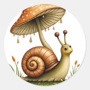 Sticker Rond Escargot sous champignon