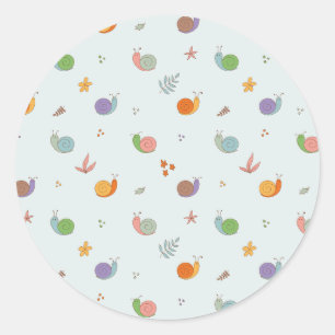 Sticker Rond Escargots amusants