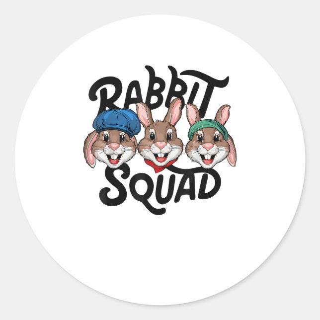 Sticker Rond Escouade de lapin TShirt pour maillot de lapin _ C (Devant)