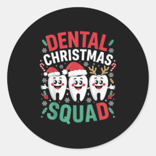 Sticker Rond Escouade de Noël dentaire de Noël Dentiste Dentist