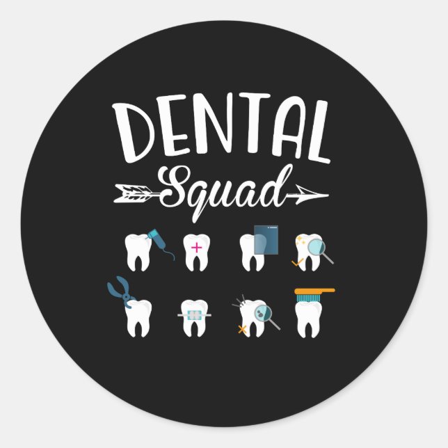 Sticker Rond Escouade dentaire Étudiant dentaire (Devant)