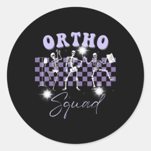 Sticker Rond Escouade Ortho Rétro Danser Squelette Nurs Orthopé