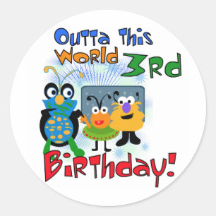 Sticker Rond Espace extra-atmosphérique 3ème anniversaire Tshir