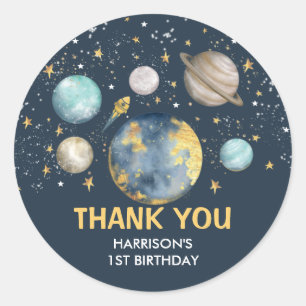 Sticker Rond Espace extra-atmosphérique Galaxie Lune Stars Bab