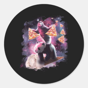 Sticker Rond Espace Parcours Avec Pizza Sur Panda Riding Glace 
