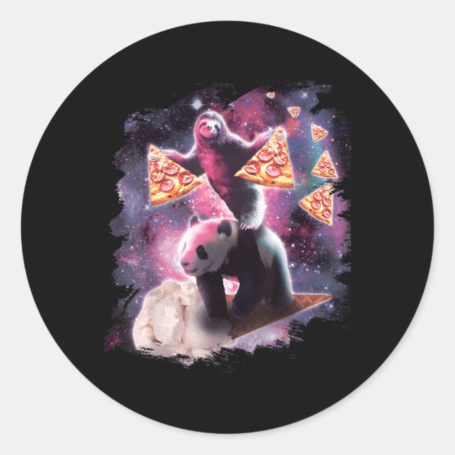 Sticker Rond Espace Parcours Avec Pizza Sur Panda Riding Glace  (Devant)