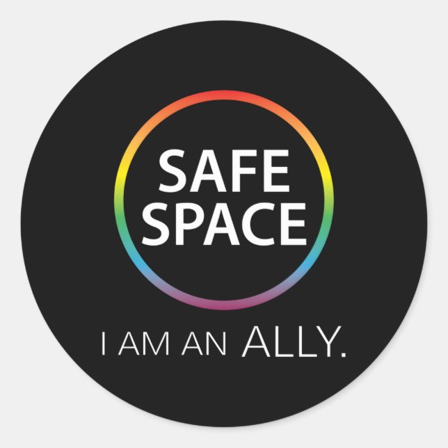 Sticker Rond Espace Sûr Je Suis Un Allié (Devant)