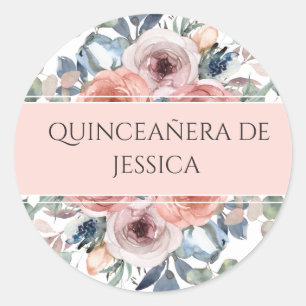 Sticker Rond Espagnol, Quinceañera, Sceau/Favori d'enveloppe fl